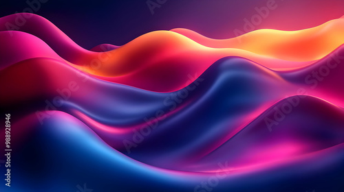 Abstract Waves of Color - Colorful 3D Rendered Background