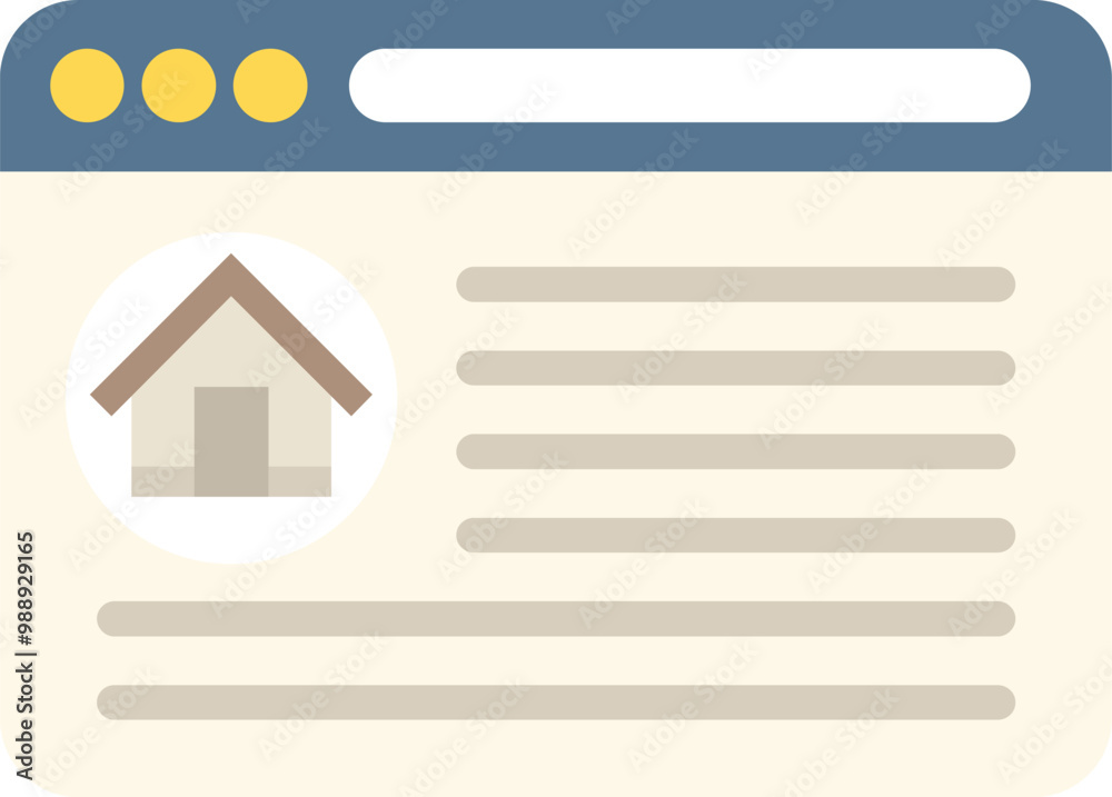Obraz premium Website is displaying information about a property for sale, featuring a house icon