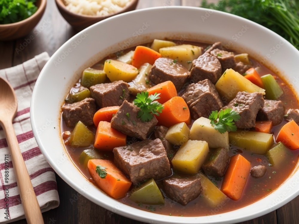 Traditional Home-Cooked Stew with Beef and Vegetables Generative Ai Traditional Home-Cooked Stew with Beef and Vegetables Generative Ai