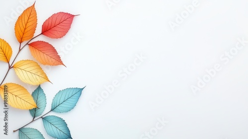 Focus-Stacked Leaves Symbolizing the Equinox with Clean Background