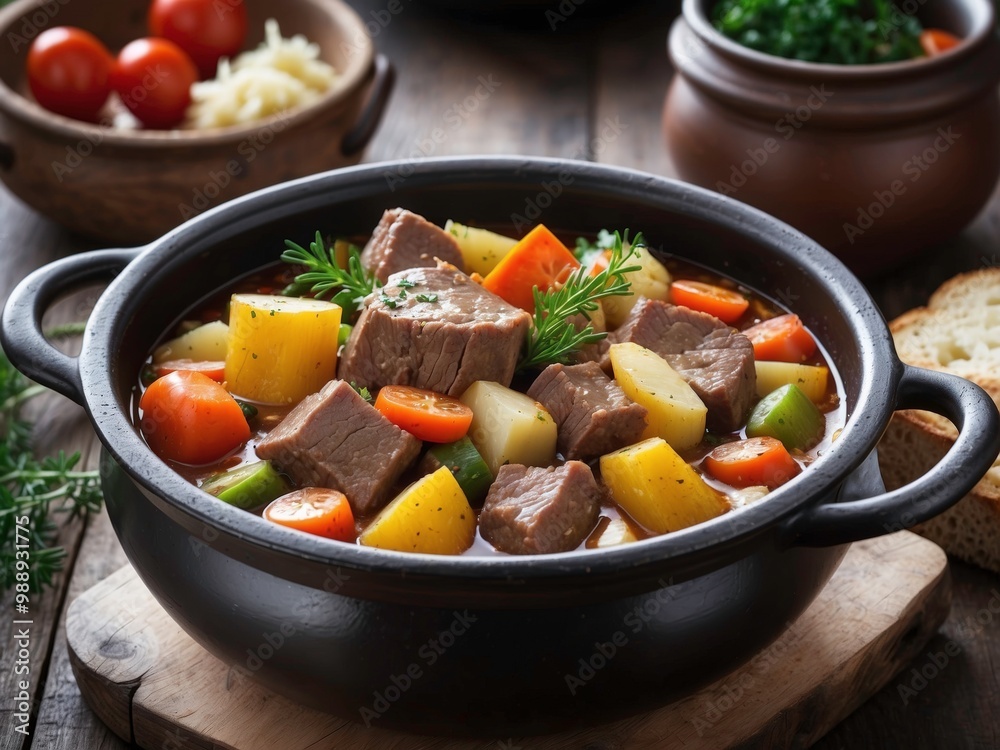 Traditional Home-Cooked Stew with Beef and Vegetables Generative Ai Traditional Home-Cooked Stew with Beef and Vegetables Generative Ai