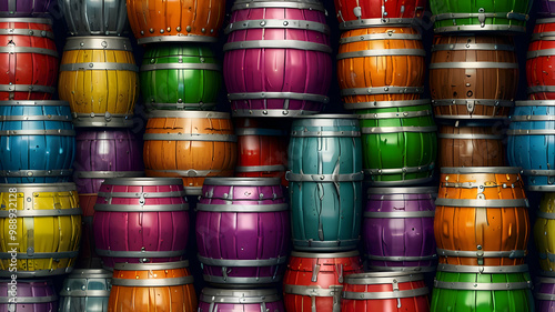 Colorful wine drums