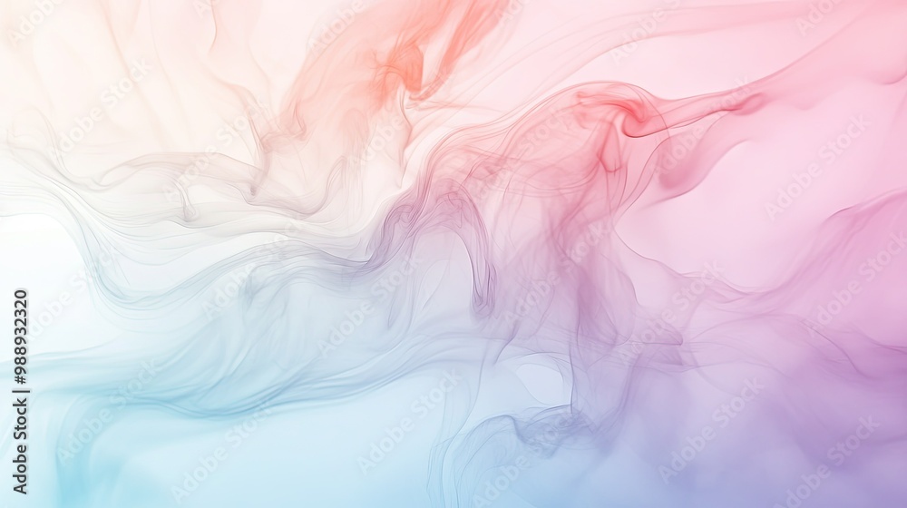 Obraz premium A gentle flow of pastel-colored smoke blending seamlessly into the background, creating a soft, calming gradient effect.