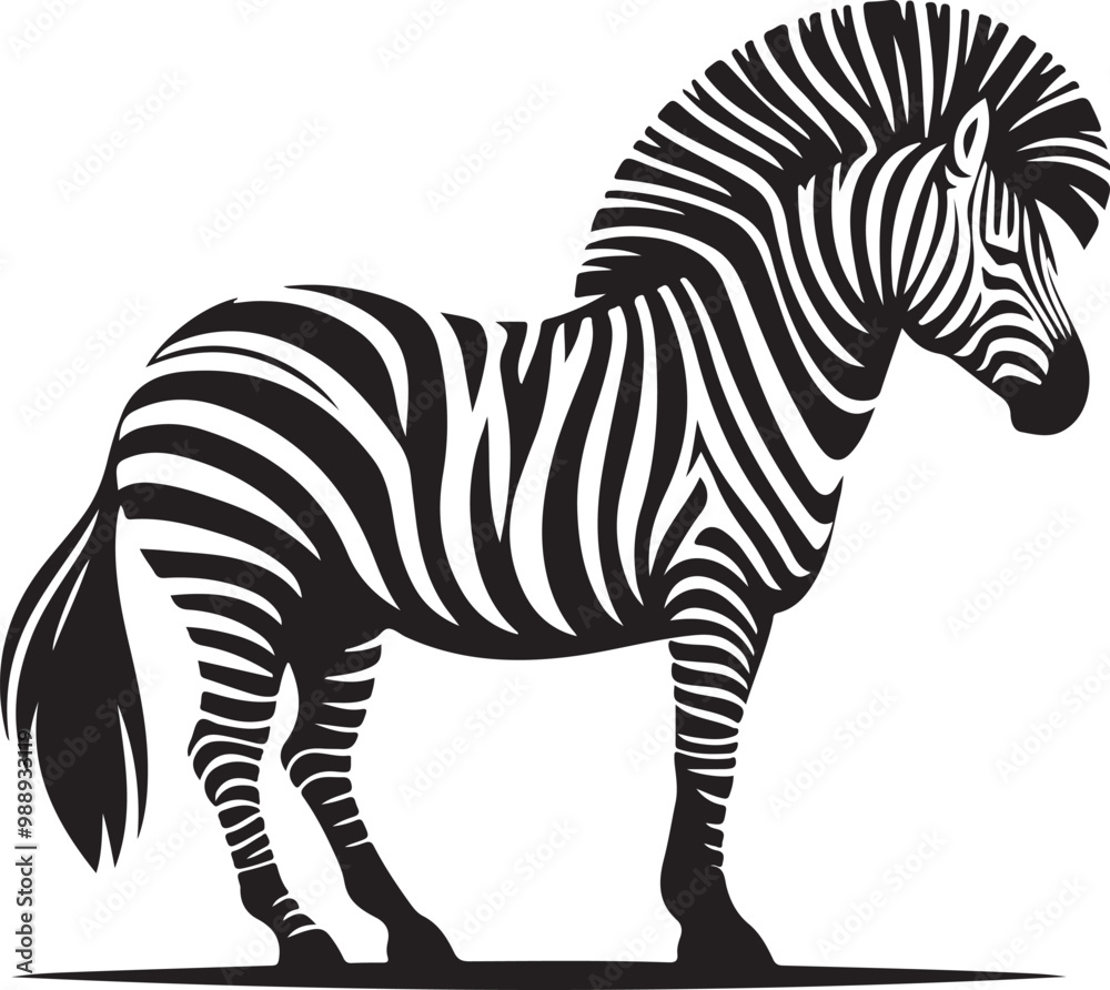 Obraz premium Zebra black white stripes silhouette vector art illustration. 