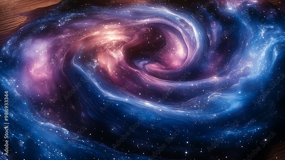 Epoxy resin galaxy swirl on a wooden table, deep blue and purple resin creating a swirling nebula effect, silver specks like stars scattered throughout, resin flowing naturally with the wood grain, Epoxy resin galaxy swirl on a wooden table, deep blue and purple resin creating a swirling nebula effect, silver specks like stars scattered throughout, resin flowing naturally with the wood grain,