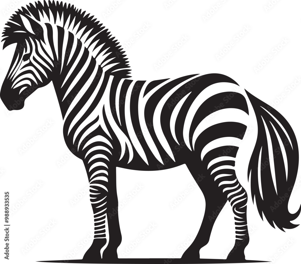 Obraz premium Zebra black white stripes silhouette vector art illustration. 