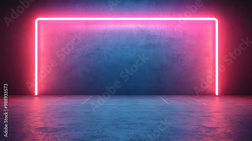 Neon rugby stadium, glowing posts and vibrant sidelines, electric sports event, 3D illustration