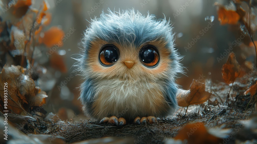 adorable and fantastical creature with fluffy fur big expressive eyes and quirky features evoking a sense of wonder and playfulness