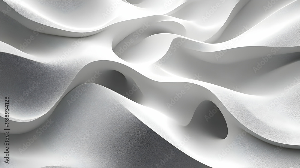 Abstract White Waves Flowing, Curving, and Intersecting