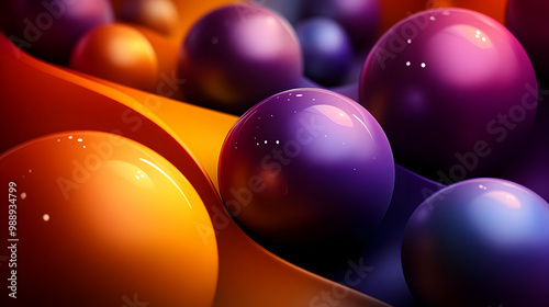 Abstract Spheres: Orange, Purple, and Blue in a Colorful Composition