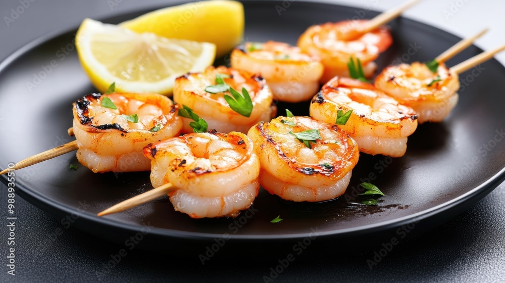 Grilled Shrimp Skewers with Lemon and Herbs Grilled Shrimp Skewers with Lemon and Herbs