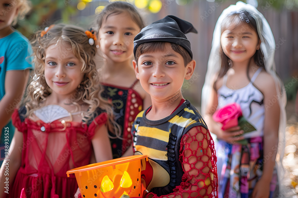 children in halloween costumes, Generative AI children in halloween costumes, Generative AI