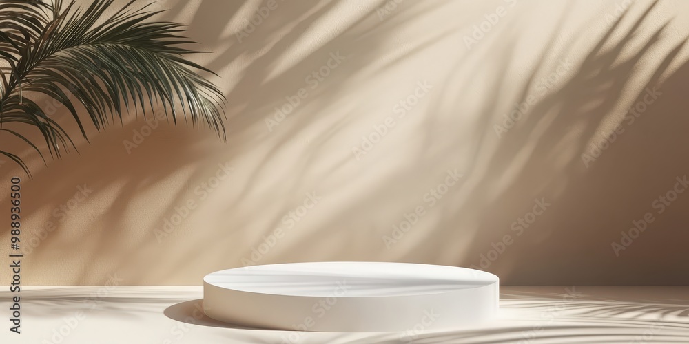 Minimalist 3D Render of White Podium with Shadows Minimalist 3D Render of White Podium with Shadows