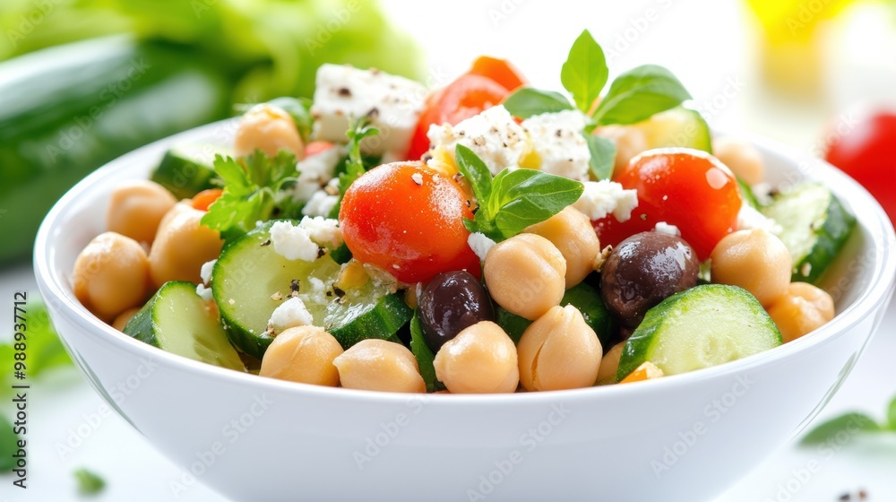 Fresh and Colorful Salad with Vegetables and Chickpeas Fresh and Colorful Salad with Vegetables and Chickpeas
