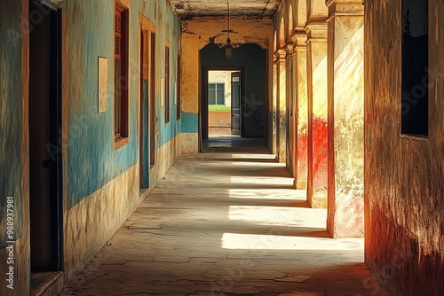 A school hallway in a quaint and beautiful village