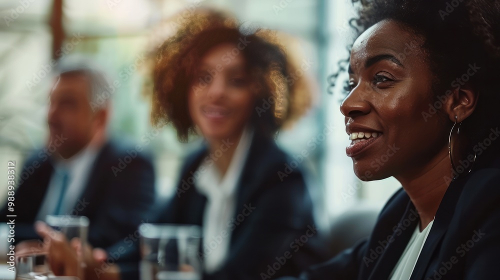 Professional expressions in a business meeting, capturing the seriousness and focus of high-level corporate discussions Professional expressions in a business meeting, capturing the seriousness and focus of high-level corporate discussions