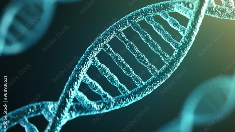 Abstract DNA strands in light blue and green tones representing healthcare innovation Abstract DNA strands in light blue and green tones representing healthcare innovation