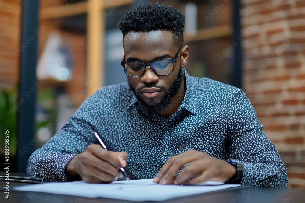 Close-up of black businesswoman gives her resume during job interview in the office, Generative AI Close-up of black businesswoman gives her resume during job interview in the office, Generative AI
