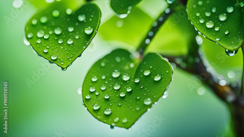 water drops on green leaf