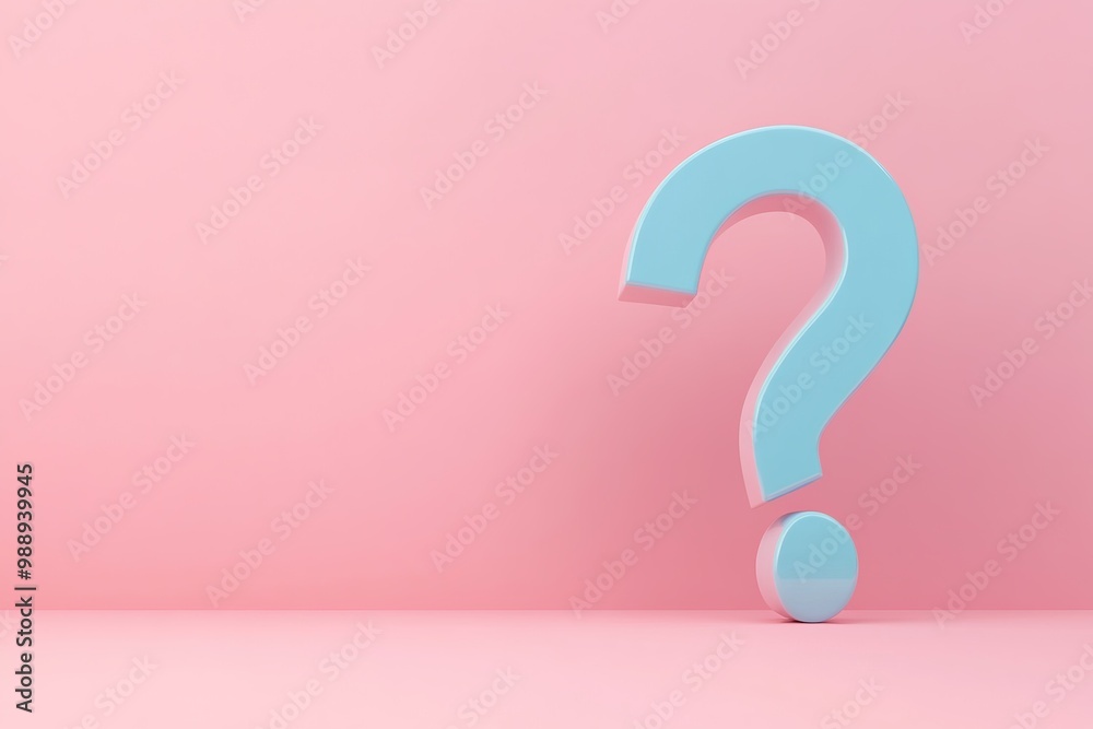 three-dimensional blue question mark set against a solid pink background three-dimensional blue question mark set against a solid pink background