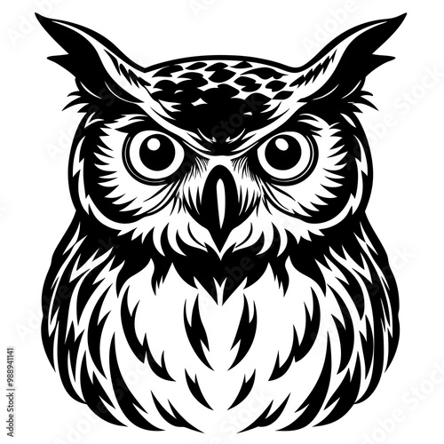 black silhouette tattoo design of a owl 