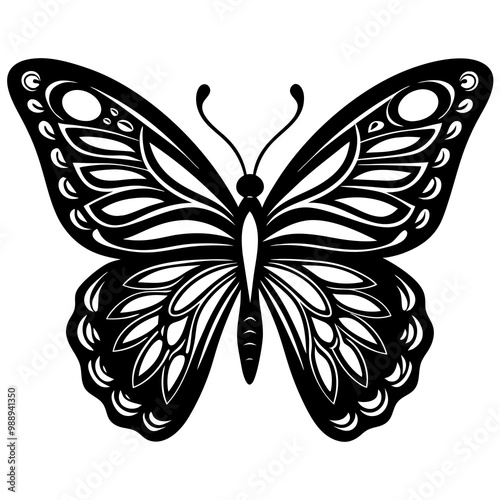 black silhouette tattoo design of a butterfly 