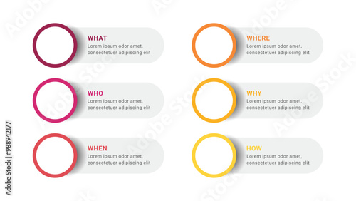 5W1H Method problem solving infographic template design