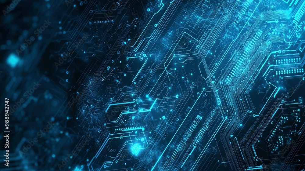 a futuristic circuit board design, showcasing intricate technology processing elements.