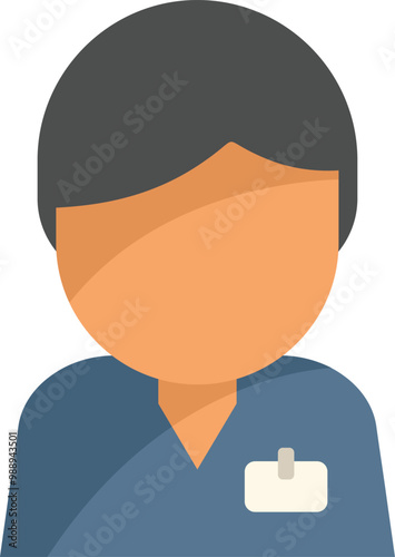 Male nurse character illustration wearing hospital scrubs with blank name tag