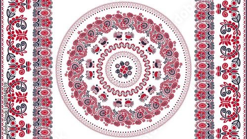 Traditional Hungarian motion graphic repeating loop, abstract 4k design