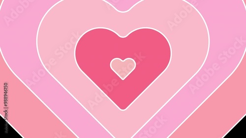 Pink heart shape transition motion graphic with alpha channel. Hearts echo transition animated on transparent background. Love, valentine, romantic, wave.