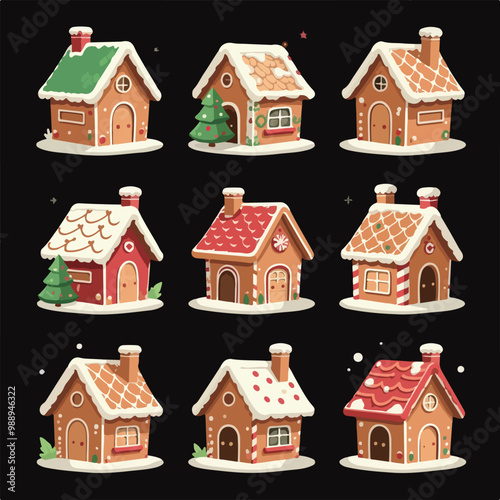 Collection of decorated gingerbread houses
