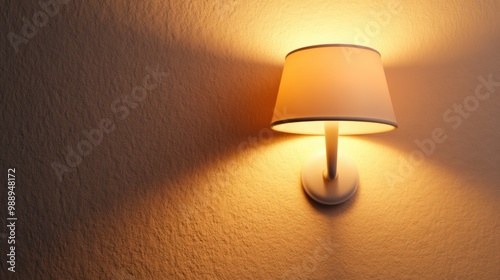 A wall mounted lamp with a white shade on it, AI