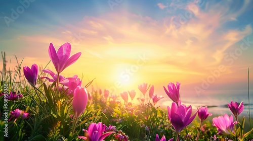 Sunrise_Flowers_Colourbox_Nature_composition_background