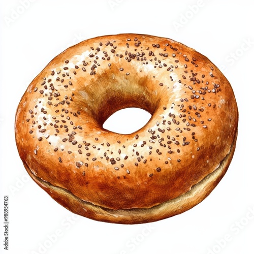 Freshly baked doughnut with sprinkles, isolated on a white background.