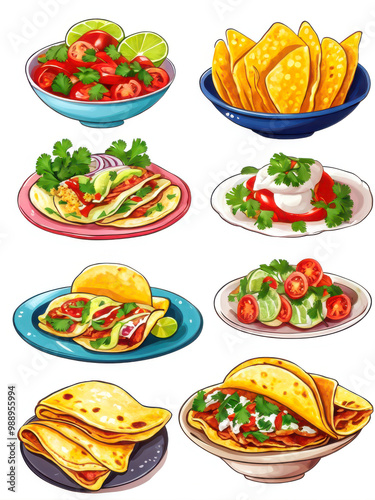 colorful Mexican Kitchen Ingredients for Tacos and Nachos. fresh ingredients in Mexican cuisine, centered around the essentials for making delicious tortillas, nachos, and tacos. generative AI