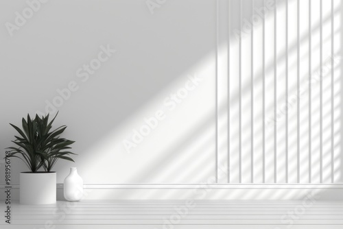 Fototapeta Naklejka Na Ścianę i Meble -  Minimal home white wall architecture.