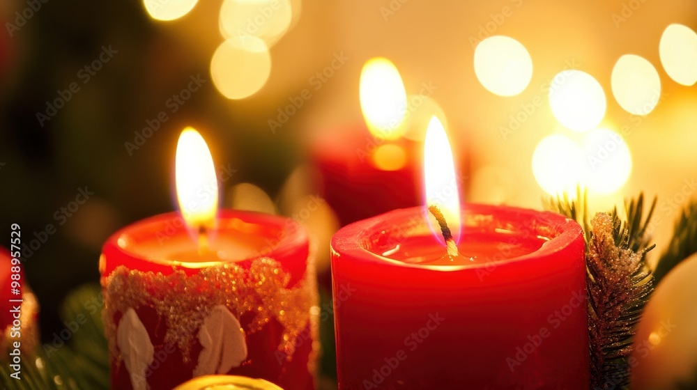 Warm Red Candles Glow with Holiday Cheer Warm Red Candles Glow with Holiday Cheer