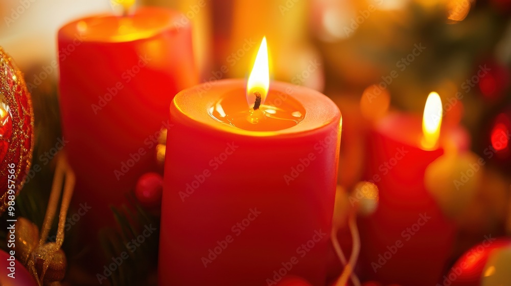 Warm Red Candles with Soft Glow for Holiday Decor Warm Red Candles with Soft Glow for Holiday Decor