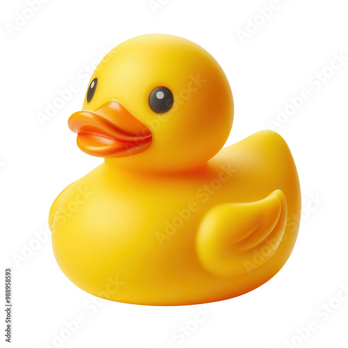 yellow rubber duck isolated on transparent background, png image 