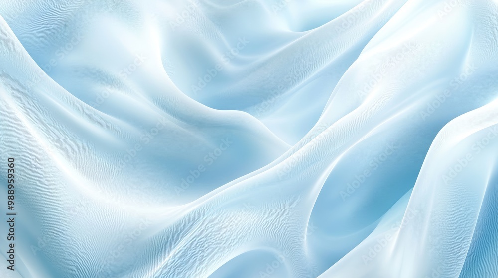 Obraz premium Dynamic white-light blue abstract gradient background with soft flowing wave patterns, perfect for adding a fresh, vibrant touch to eco-friendly projects