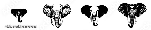 This is a Black and White Isolated Elephant Icon - Modern Illustration