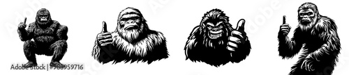 Retro Bigfoot illustration, Vintage Yeti illustration, Wild Monster illustration