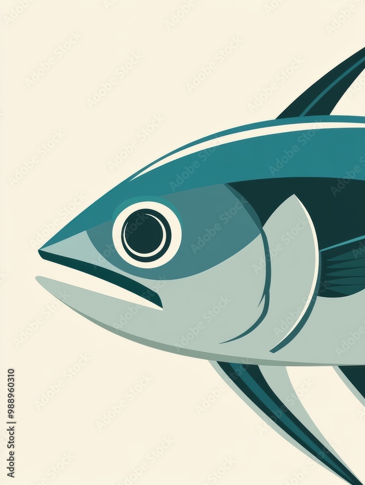 Fototapeta premium Stylized Illustration of a Fish in Soft Colors