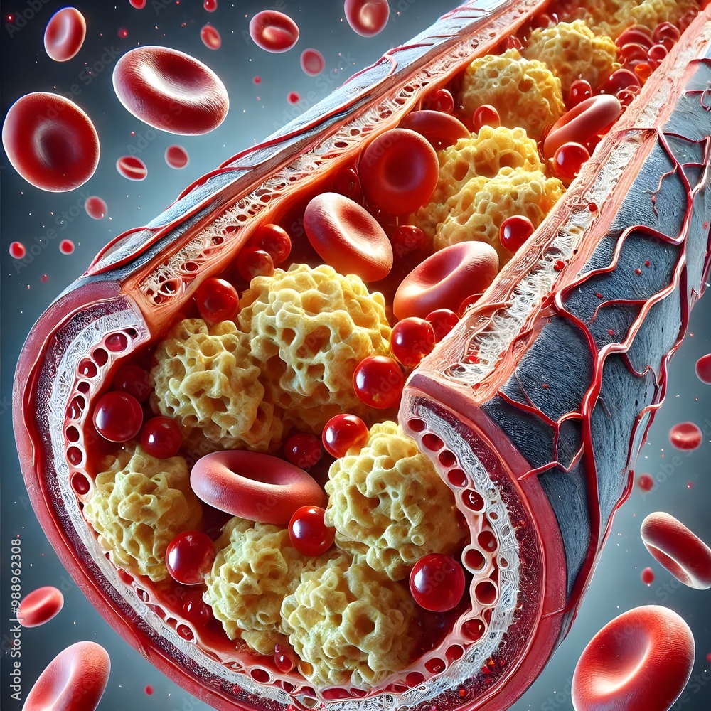 3D Illustration of Artery Blockages from Fat: Visualizing Restricted ...