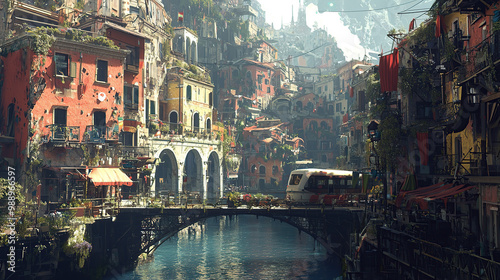 untry, generative ai, landscape, architecture, curtoone, chasny house, background, art nouveau, city, skyline, skyscraper, building, view, panorama, sky, travel, town, cityscape, europe, panoramic, ri