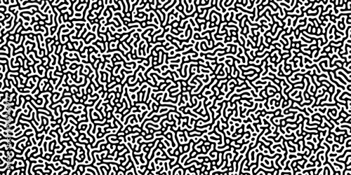 Turing reaction diffusion monochrome seamless pattern with chaotic motion .Linear design with biological shapes. Organic lines in memphis. abstract turing organic wallpaper background .	