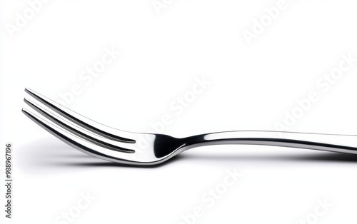 A shiny silver fork with polished tines photo