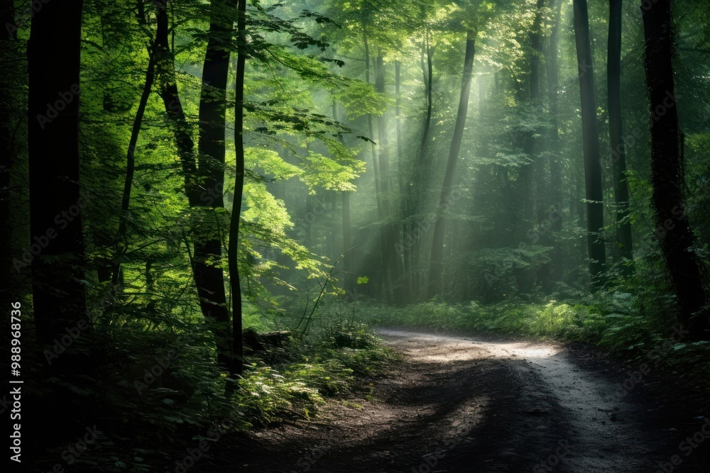 Obraz premium Forest green landscape sunlight.