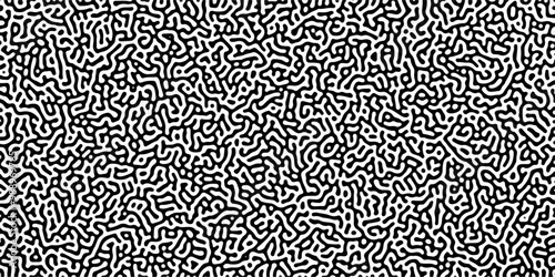 Turing reaction diffusion monochrome seamless pattern with chaotic motion .Linear design with biological shapes. Organic lines in memphis. abstract turing organic wallpaper background .	